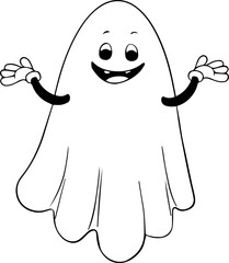 Friendly ghost black and white rubber hose cartoon