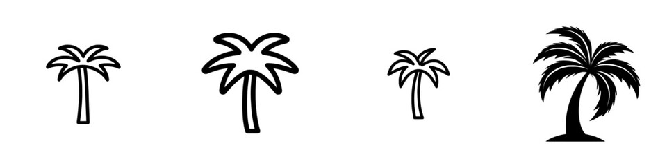The image is titled 'Tropical Paradise: Silhouette of a Coconut Palm Tree