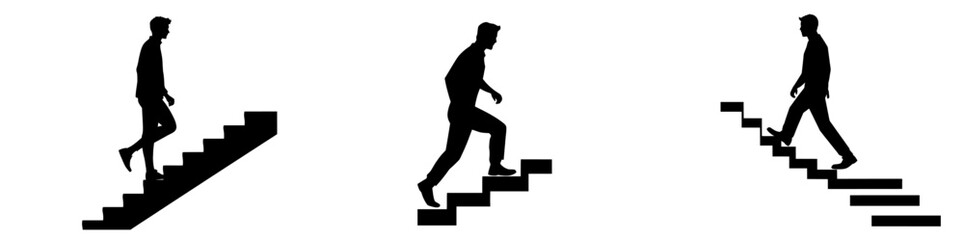 Walking up the stairs or staircase icon is represented by a silhouette and modern design