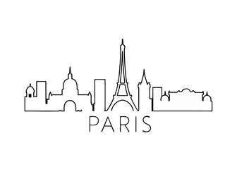3d Paris skyline in one line art  jpg drawing