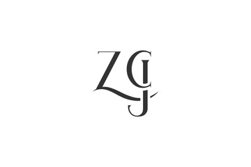 Initial ZCJ creative letter logo design. Elegant Monogram Logo Design with Decorative Elements and Typography