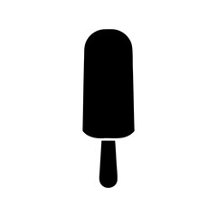 Minimalist black silhouette of a chocolate covered ice cream bar on a stick