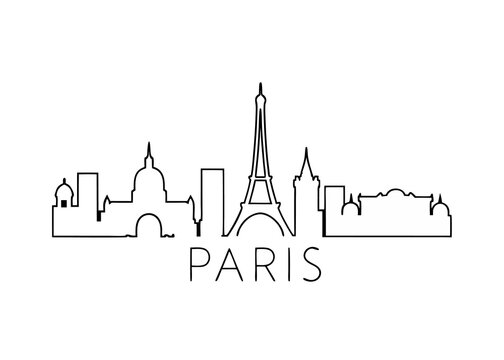3d Paris skyline in one line art  jpg drawing