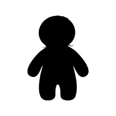 Silhouette of a Cute Ragdoll Figure Against a Plain White Background