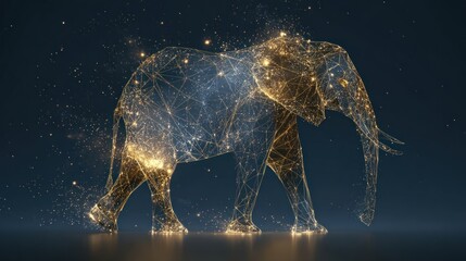 Abstract elephant in glowing lines