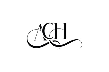 Initial ACH creative letter logo design. Elegant Monogram Logo Design with Decorative Elements and Typography