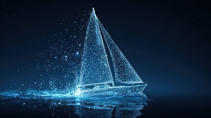 Abstract digital sailboat