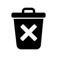 Black Delete Icon Vector – Minimalist Trash Bin
