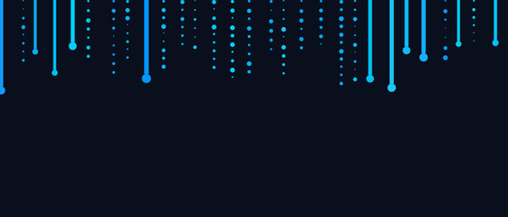 Futuristic vector tech background with blue dots and lines on dark sky.