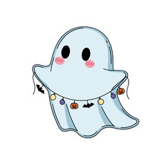 Adorable Halloween Ghost holding lights