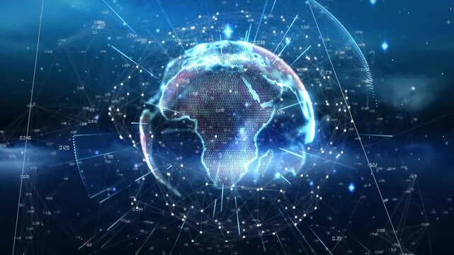 Animation of network of connections with spots over globes