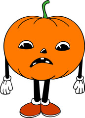 Colorful Sad Pumpkin Rubber Hose Style