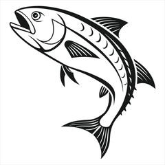 Deep Black and White Koi Fish Vector Illustration