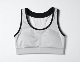 Gray Sports Bra with Black Trim on White Background for Active Lifestyle and Fitness
