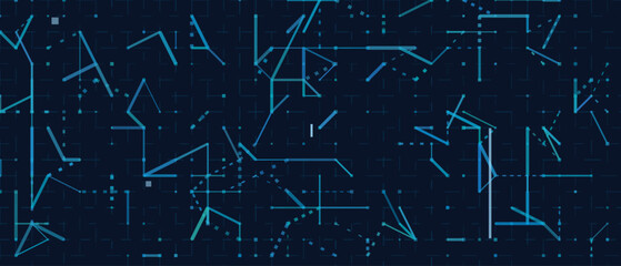 Futuristic digital network: tech vector design with geometric lines and patterns.