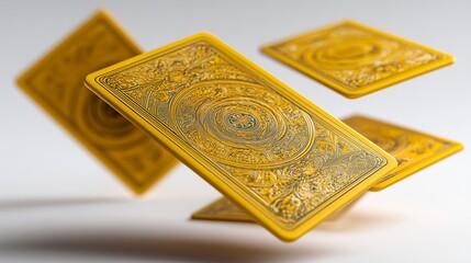 Fototapeta premium Ornate Gold Playing Cards in Motion