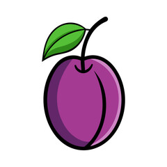 Colored plum. Plum icon isolated on white background. Vector illustration.