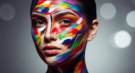 Woman with Colorful Abstract Makeup