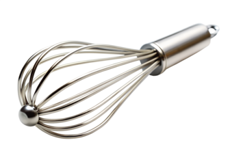 Metal whisk for baking and cooking isolated on transparent background