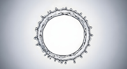 A circular splash of water forms a ring against a gradient white and grey background.
