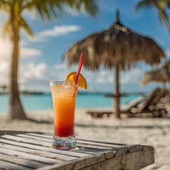 Obraz premium Tropical cocktail on a beach (2)