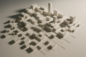 Minimalist architectural model showcasing urban design