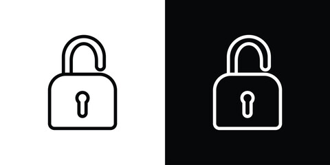 Unlock icon. Vector linear icon isolated in black and white