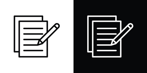Writing icon. Vector linear icon isolated in black and white