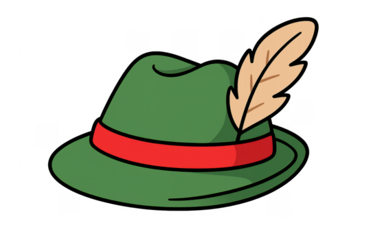 Traditional German Alpine Hat with Feather on Transparent Background - Powered by Adobe
