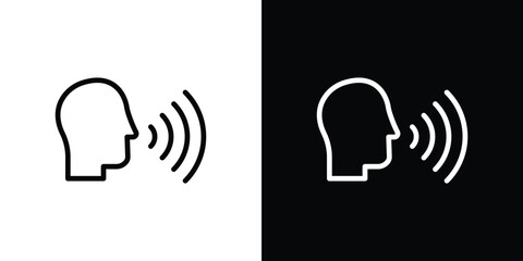 Voice icon. Vector linear icon isolated in black and white