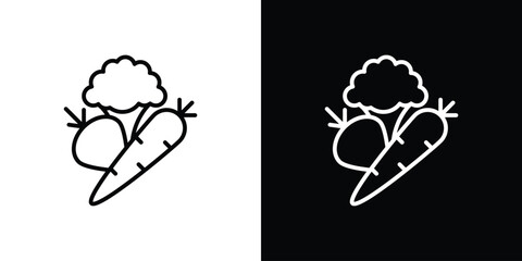 Vegetable icon. Vector linear icon isolated in black and white