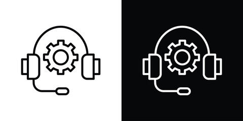 Technical support icon. Vector linear icon isolated in black and white
