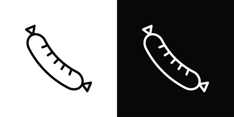 Sausage icon. Vector linear icon isolated in black and white