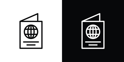 Passport icon. Vector linear icon isolated in black and white