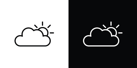 Partially cloudy icon. Vector linear icon isolated in black and white