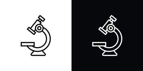 Microscope icon. Vector linear icon isolated in black and white