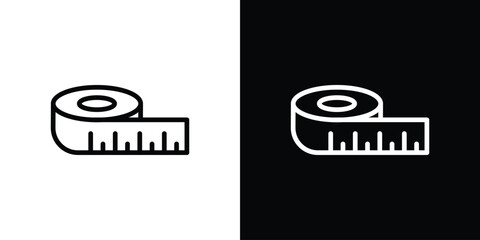 Meter tape icon. Vector linear icon isolated in black and white