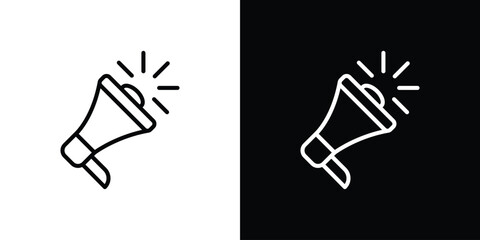 Megaphone icon. Vector linear icon isolated in black and white