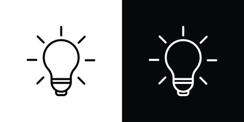Light bulb icon. Vector linear icon isolated in black and white