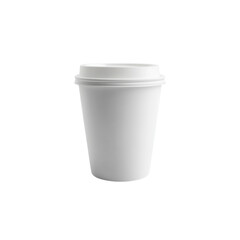 Clean white disposable coffee cup with lid isolated for branding and design mockups