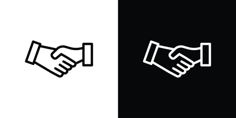 Handshake icon. Vector linear icon isolated in black and white