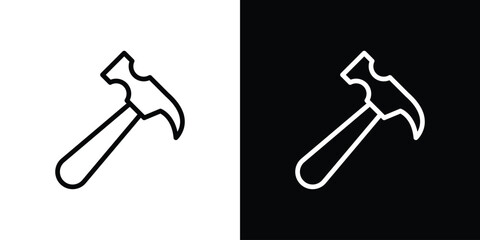 Hammer icon. Vector linear icon isolated in black and white