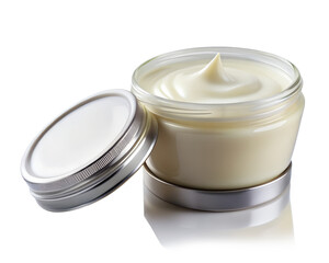 Jar of cream with lid isolated on transparent background