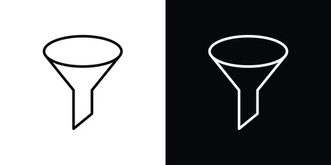 Funnel icon. Vector linear icon isolated in black and white