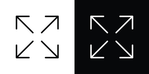 Fullscreen icon. Vector linear icon isolated in black and white © Zrobac