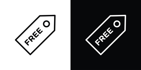 Free tag icon. Vector linear icon isolated in black and white