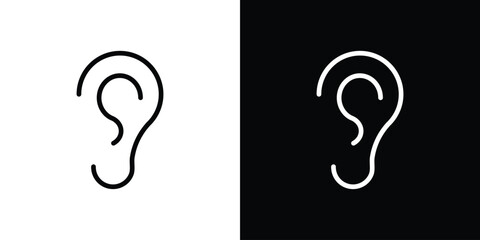 Ear icon. Vector linear icon isolated in black and white