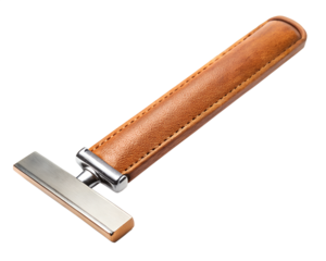 Leather handle razor sharpener isolated on transparent background