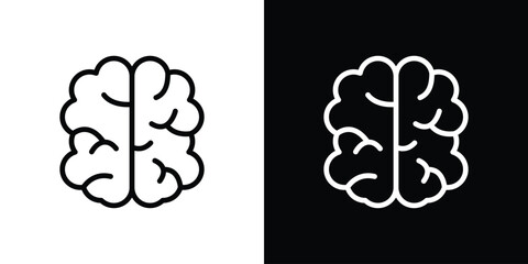 Brain icon. Vector linear icon isolated in black and white