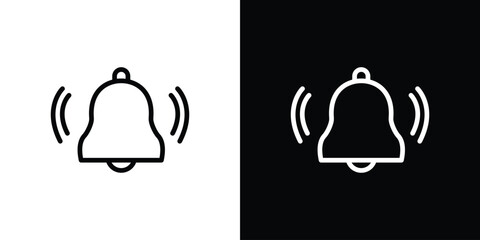 Bell icon. Vector linear icon isolated in black and white